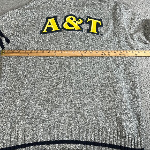 North Carolina AT&T Aggies Sweater Mens L Cardigan Full Zip Varsity Elbow Patch - Picture 11 of 12